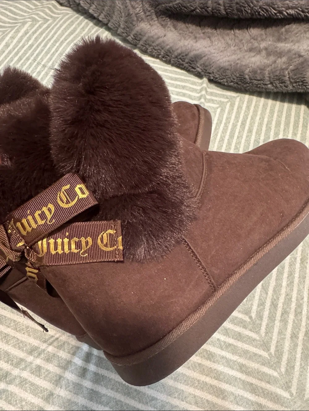 Juicy Couture Brown Faux Fur Cuff Winter Boots